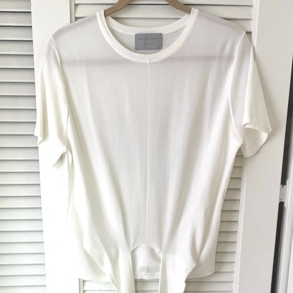 Modern Citizen Jude Cropped Tie-Front Short Sleeve Wrap Top | White/Ivory | XL - Picture 4 of 11